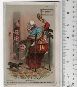 Tarjeta de intercambio victoriana William Deering & Co. juegos de nalgadas 1800 años 5""x6"" VTC-Xi96 - Imagen 1 de 2