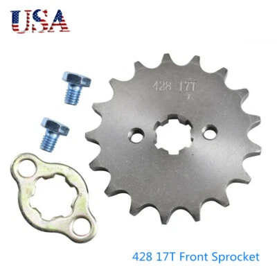 428 17T Front Engine Sprocket Pit Dirt Bike Quad 17 Tooth 17mm Hole 110cc 125cc - Image 1 of 4
