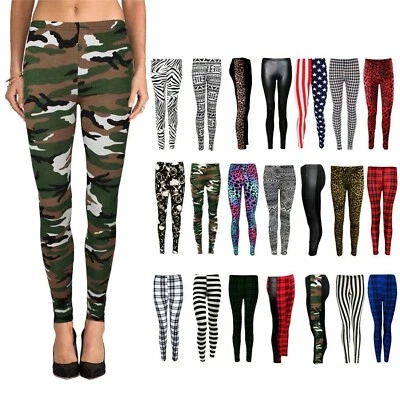 Mujer Estampado Leggings Largo Elástico Pantalones Informales Talla Grande Foto 1 de 2