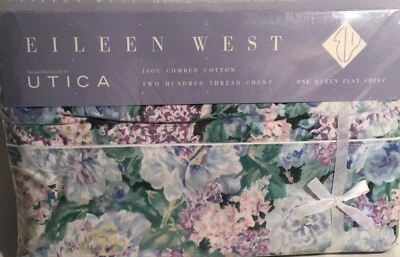 Sábana plana EILEEN WEST DELPHINIUM II Queen ~ ¡NUEVA en paquete! ¡Raro! Foto 1 de 4
