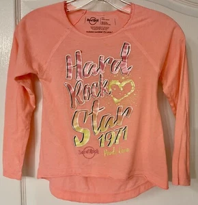 NEW Hard Rock Rock Star Peach Adorable LS Shirt Girls Youth Small Cute❤️ - Picture 1 of 3