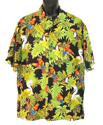 HILO HATTIE THE HAWAIIAN ORIGINAL  BIRDS & FLORAL /S  SHIRT, MEN'S LARGE - Image 1 of 3