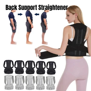 Adjustable Back Support Brace Posture Corrector Belt Lumbar Shoulder Pain Relief - Picture 1 of 26