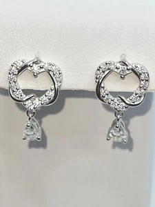 925 STERLING SILVER WHITE GOLD OVERLAY MOISSANITE DVVS1 HEART EARRINGS - Picture 1 of 10