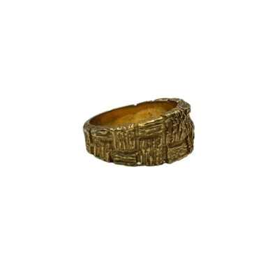9ct 9K Yellow Gold Wood Bark Texture Unisex Ring. Size N1/2. Brand New - Image 1 of 4