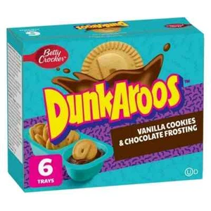 12 PACK Dunkaroos Vanilla Cookies Chocolate Frosting 6 Count 28g EACH Kids Snack - Picture 1 of 3