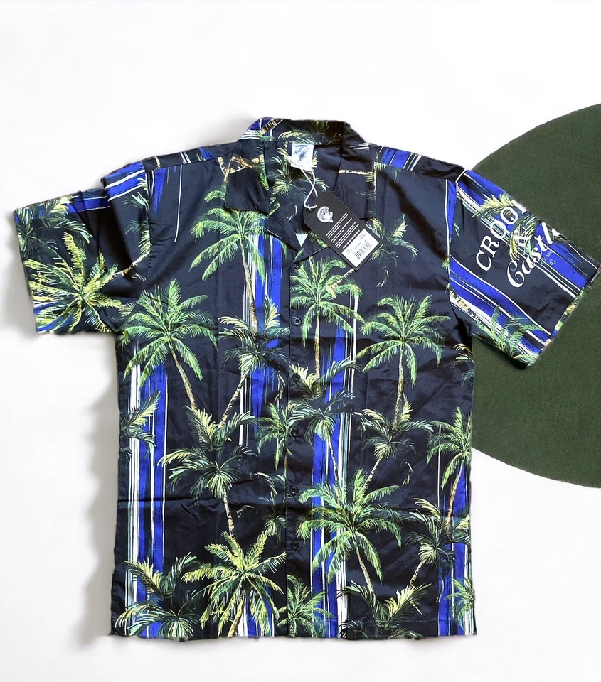 Men's Medium Crooks & Castles Black Palm Tree Design Button Front Shirt NWT - Image 1 of 1