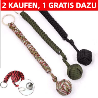 MARKENLOS Backpack Keychain With Steel Ball Paracord Strength Outdoor Monkey Fist Durable