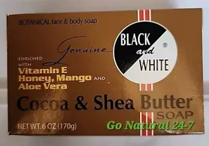 Cocoa and Shea Butter Genuine Black & White Bar Soap, 6 oz Botanical - Picture 1 of 2