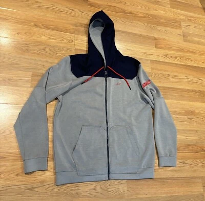 Alpinestars Hoodie Gray Blue Full Zip Long Sleeve Sweatshirt Men’s Size XL - Image 1 of 4