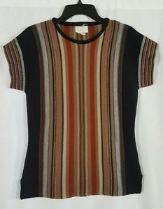 Vintage Wayne Taylor Multicolor Sweater Cap Sleeve Slits Boho size Large - Picture 1 of 12