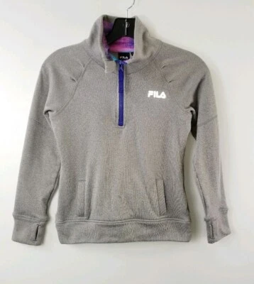 Sudadera Fila XS 7 Gris Pull Over 1/4 Cremallera Bolsillos Canguro Agujeros para Pulgar 3807 Foto 1 de 4
