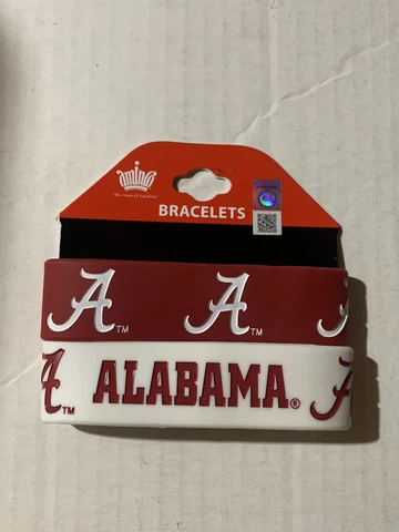 Alabama Crimson Tide NCAA Rubber Wristband Bracelet Set Of 2 Cover