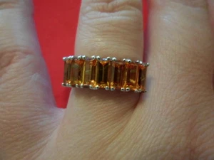 Lab Created Orange Sapphire Band Ring in Platinum Overlay-Size 7-4.00 Carats - Picture 1 of 8