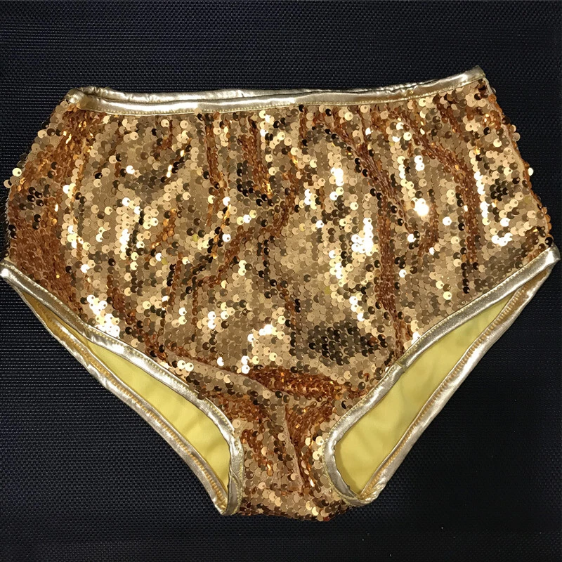Sexy Calzoncillos Pantalones Cortos Dama Lentejuelas Brillantes Cintura Baja Elásticos Calientes Fiesta Prendas para club nocturno Foto 1 de 4