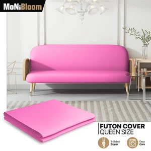 Deep Pink Queen Size Slipcovers Armless Stretch Futon Cover Couch Sofa Protector - Picture 1 of 10