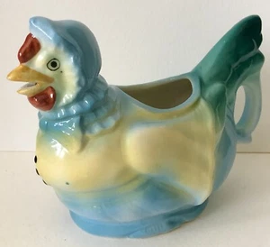 Jarra crema jarra gallo pollo aderezada cerámica checoslovaquia checa de colección - Imagen 1 de 6