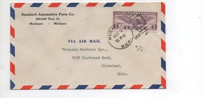United States Airmail cover C12 Muskegon Michigan to Cleveland OH - Image 1 of 2