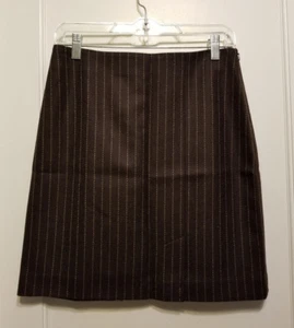 Falda lápiz de lana Banana Republic con ranura delantera, marrón, a rayas, talla 4, nueva con etiquetas - Imagen 1 de 7