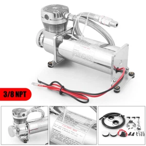 Universal Air Suspension Compressor Kit 3/8NPT Chrome 200PSI 480C 12V - Picture 1 of 8