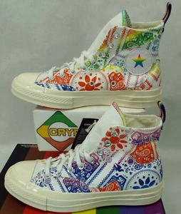 New Womens 9.5 Mens 7.5 Converse Chuck 70 Hi White Rainbow Shoes A02266C - Picture 1 of 5