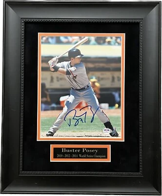 Foto firmada por Buster Posey de los Gigantes 8x10 - Enmarcada personalizada - MVP - PSA/DNA auténtica Foto 1 de 4