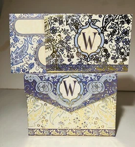 Monogrammed Set of 10 Blank Note Cards & Envelopes with Embossed Letter “W'' NEW - Picture 1 of 5