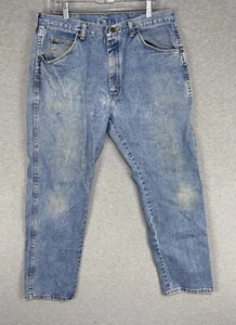 Vintage Wrangler Jeans Mens 34x29 Blue Grunge Western Workwear Made In USA - Picture 1 of 15