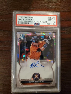 Ryan Clifford 2023 Bowman Chrome Atomic Refractor Auto /100 1st Prospect PSA 10 - Image 1 of 2