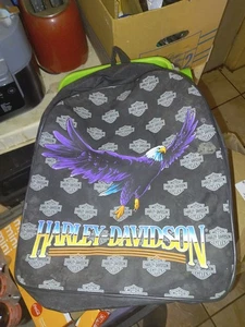 Vintage 90s Harley-Davidson Black Eagle Logo Backpack VTG - Picture 1 of 4