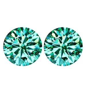 18.53 Ct IF [2Pcs Pair] Brilliant Round (Diamond Cut) 13.9 MM Blue Moissanite - Picture 1 of 5