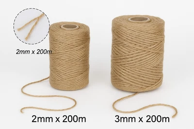 Jute Twine Rope 2-3mm Natural  Brown Rustic String Burlap Cat Scratching Garden - Image 1 of 4