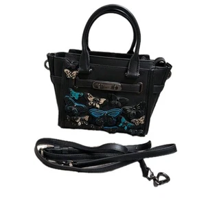 Sac à main bandoulière Coach Swagger 21 en cuir appliqué papillon 37912 rare - Photo 1/13