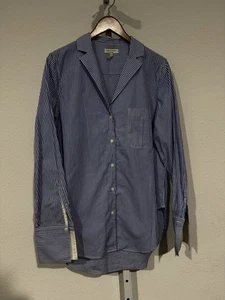 Rag & Bone Maxine Poplin Cotton Striped Button-Up Shirt Long Sleeve Pocket SZ L - Picture 1 of 10