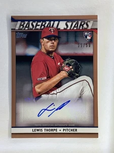 Topps Baseball Stars Gold Auto 2020 #BSA-LTH Lewis Thorpe RC Minnesota Twins/50 - Imagen 1 de 2