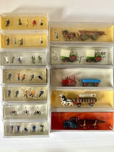 XL Set Preiser Figuren Menschen Arbeiter Traktor Pferdegespann OVP Spur N 1:160 - Bild 1 von 13