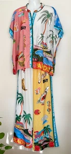 Gigi Moda Made in Italy PARADISE INN 2-Piece Set Retro Resort Lounge Set NEW - Picture 1 of 12