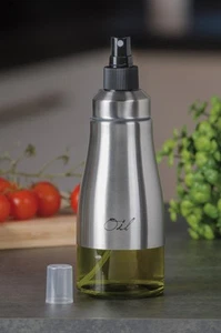 Regalo Italiano Dosatore Spray Olio / Aceto 320 Ml D 7 Cm H 20,5 Cm Vetro Acciai - Foto 1 di 1