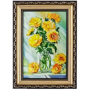 Original Oil Painting Chrysanthemums Bouquet Framed 4x6 Floral Still Life Art - Picture 1 of 14