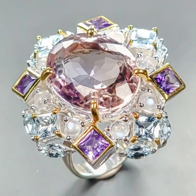 Anillo Joyería 17 quilates Anillo Ametrino Natural Plata de Ley 925 Talla 8/R447065 Foto 1 de 4