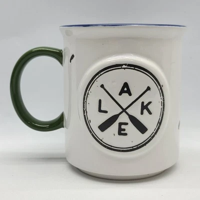 ⭐️ Taza de té de café de gres de gran tamaño sello de remos de lago Mud Pie Foto 1 de 4