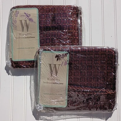 Par De Colección de WAMSUTTA Euro Shams Hermitage Marrón Granate Almohada Europea Nueva Con Etiquetas Foto 1 de 4