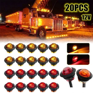 20 PIEZAS 3/4" 12V Luces LED para Camión Remolque Redondo Lateral Bala Luz Ámbar Rojo - Imagen 1 de 11