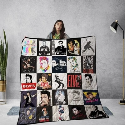 Elvis Presley Vintage Quilt Blanket, Elvis Presley Music Blanket, King Of Rock a - Image 1 of 4