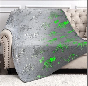 Dinosaur Gifts Toys for Kids Boys - Dino Glow in The Dark Blanket - Picture 1 of 6