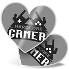 2 x Heart Stickers 15 cm - BW - Hardcore Gamer Cool Sign #36360