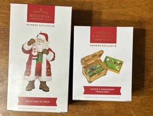 Hallmark 2023 Jolly Old St Nick + Santa Treasures KOC Member Exclusive Ornament - Picture 1 of 4