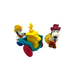 2 Vintage McDonalds Happy Meal Snoopy Toys Farmer Peanuts - Picture 1 of 11