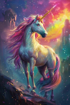 Unicorn Canvas Picture Print Wall Art - Image 1 of 4