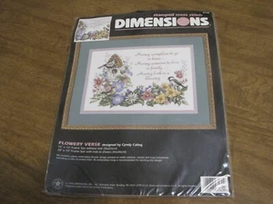 DIMENSIONS STAMPED CROSS STICH KIT FLOWERY VERSE BIRDS FLOWERS NEST - Picture 1 of 3